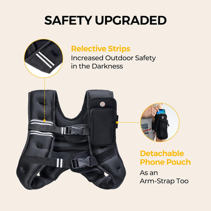 PACEARTH Gewichtsweste, 2,7 kg/4,5 kg/5,4 kg/7,2 kg/11,3 kg/13,6 kg Gewichtsweste mit reflektierendem Streifen, verstellbare Gewichtsweste für Männer und Frauen Training, Krafttraining, Laufen, Gehen, Joggen