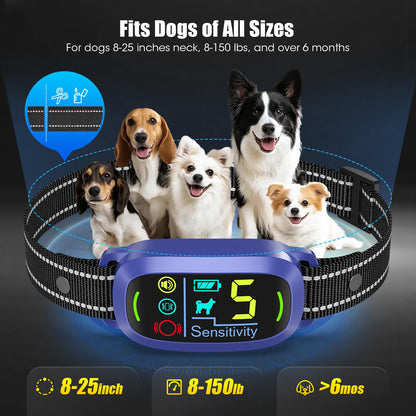 Smart AI Bark Collar for Large Medium Small Dogs, Anti Barking Device with 5 Training Modes, Exclusive Forced Bark-Stopping, Rechargeable IP67 Waterproof Bark Collar with 5 Sensitivity (Black)