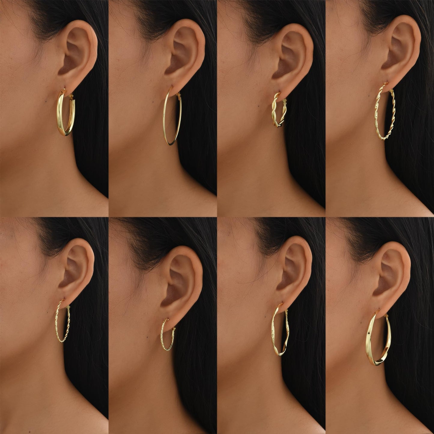 42 Paar goldene Creolen für Damen, Modisches klobiges Perlenohrring-Multipack, gedrehter Statement-Ohrring-Pack, hypoallergene kleine große Creolen für Geburtstagsfeiern (Gold-42 Paare)