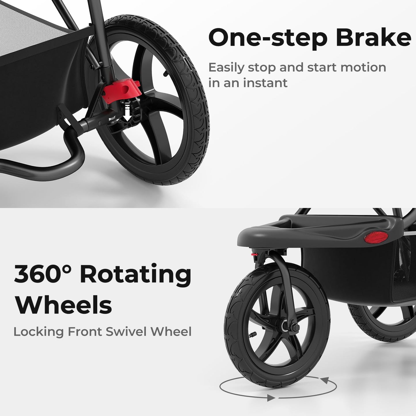 INFANS Jogging Stroller, Foldable Jogger with Air-Filled Tires Shock Absorbing Suspension Adjustable Backrest, Baby Running Strollers