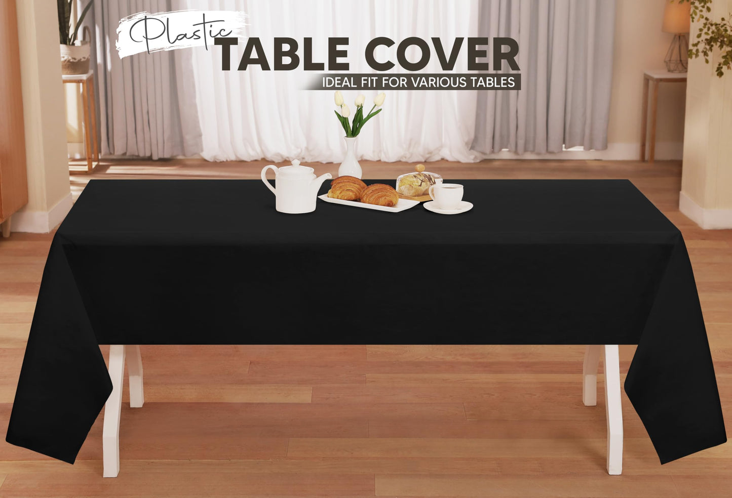 Utopia Kitchen Einweg-Tischdecke aus Kunststoff (12er Pack – 137x274 cm) Weiß Rechteckige Tischdecke Wasserdicht Schmutzabweisend Party-Tischdecke