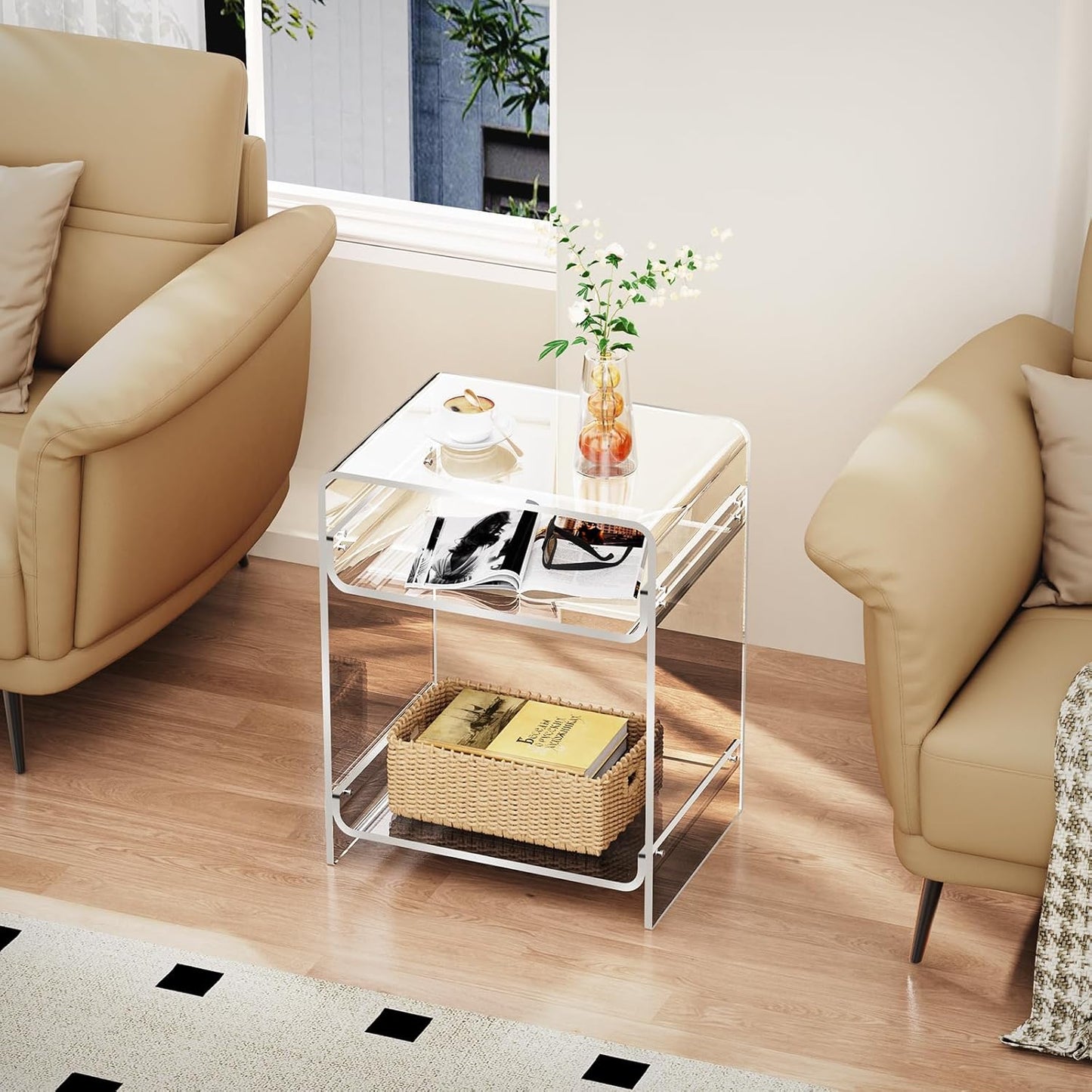 Elevate Your Space with the Acrylic Side Table Record Player Table