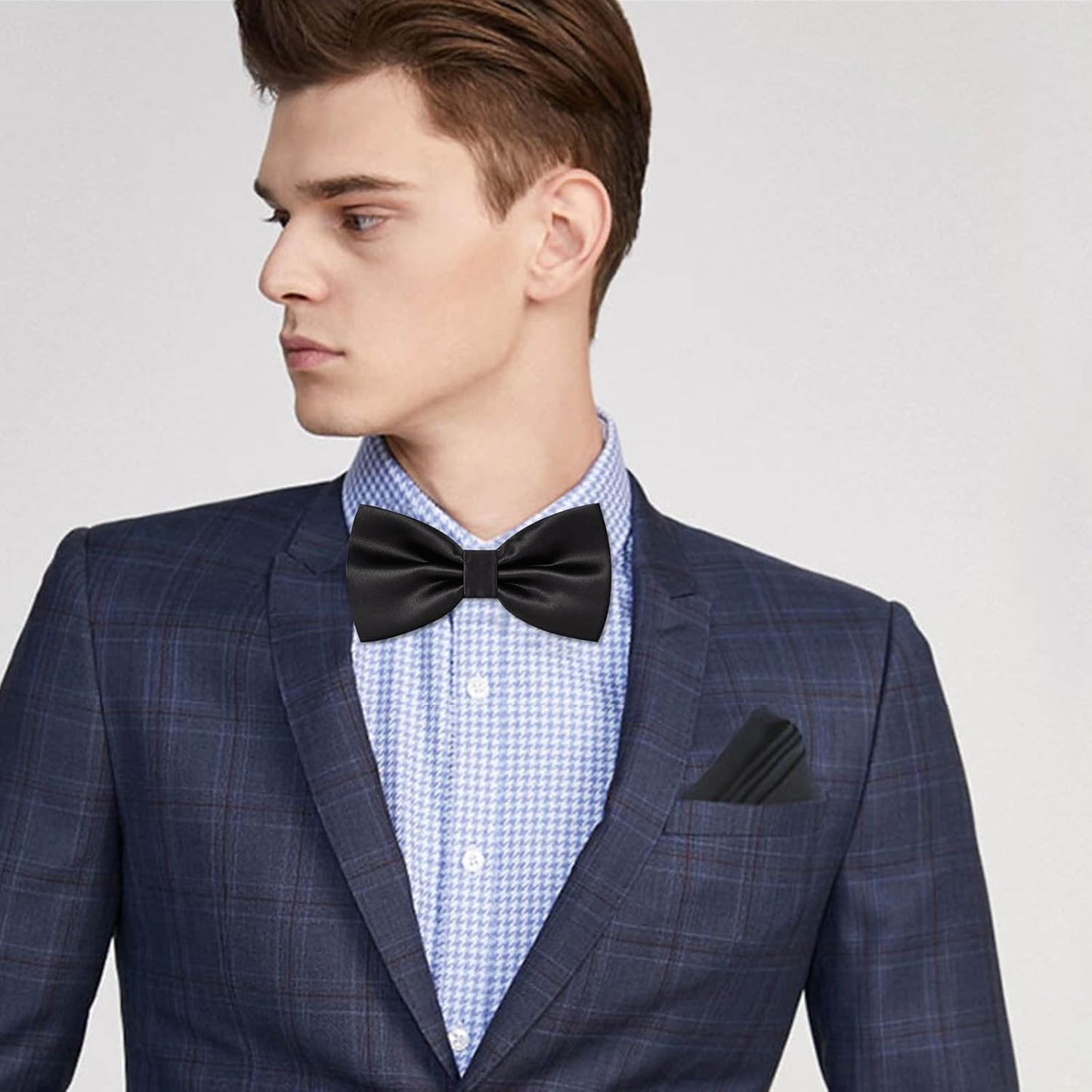 Verstellbare Herren-Fliege, einfarbig, doppelt gefaltet, vorgebunden für Dinner, Hochzeiten, Partys, Business, Bälle