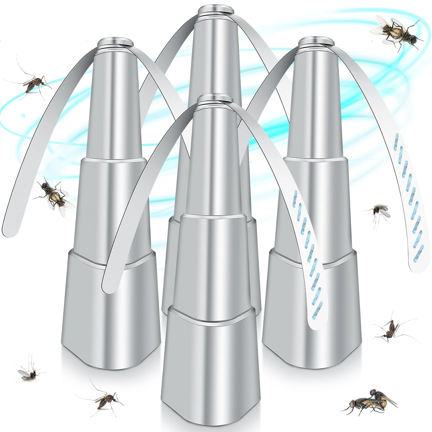 Fly Fans for Tables, Fly Repellent Fan Indoor Outdoor with Holographic Blades, Batteries Powered for Picnic, Party, Restaurant, Kitchen, and BBQ,4 Pack