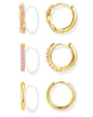 Inerney 14K Gold Plated Huggie Hoop Earrings for Women, Small Sterling Silver Earring Set Hypoallergenic Cartilage Helix Stacks, Mini Dainty Cute Trendy Birthstone Jewelry Gift for Multiple Piercings