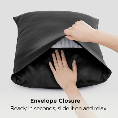 Bedsure Satin-Kissenbezug, Queen-Size, 2er-Pack, Seidenkissenbezügen ähnlich, seidige Kissenhüllen mit Hotelverschluss, Raumdeko, Valentinsgeschenke für Frauen und Männer, Grau, 50x75 cm