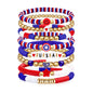 250 Anniversary USA Merchandise 4th of July Outfits for Women Men Teens Red White Blue Clay Beaded Stretch Bracelets USA Patriotic Jewelry 4th of July Accessories