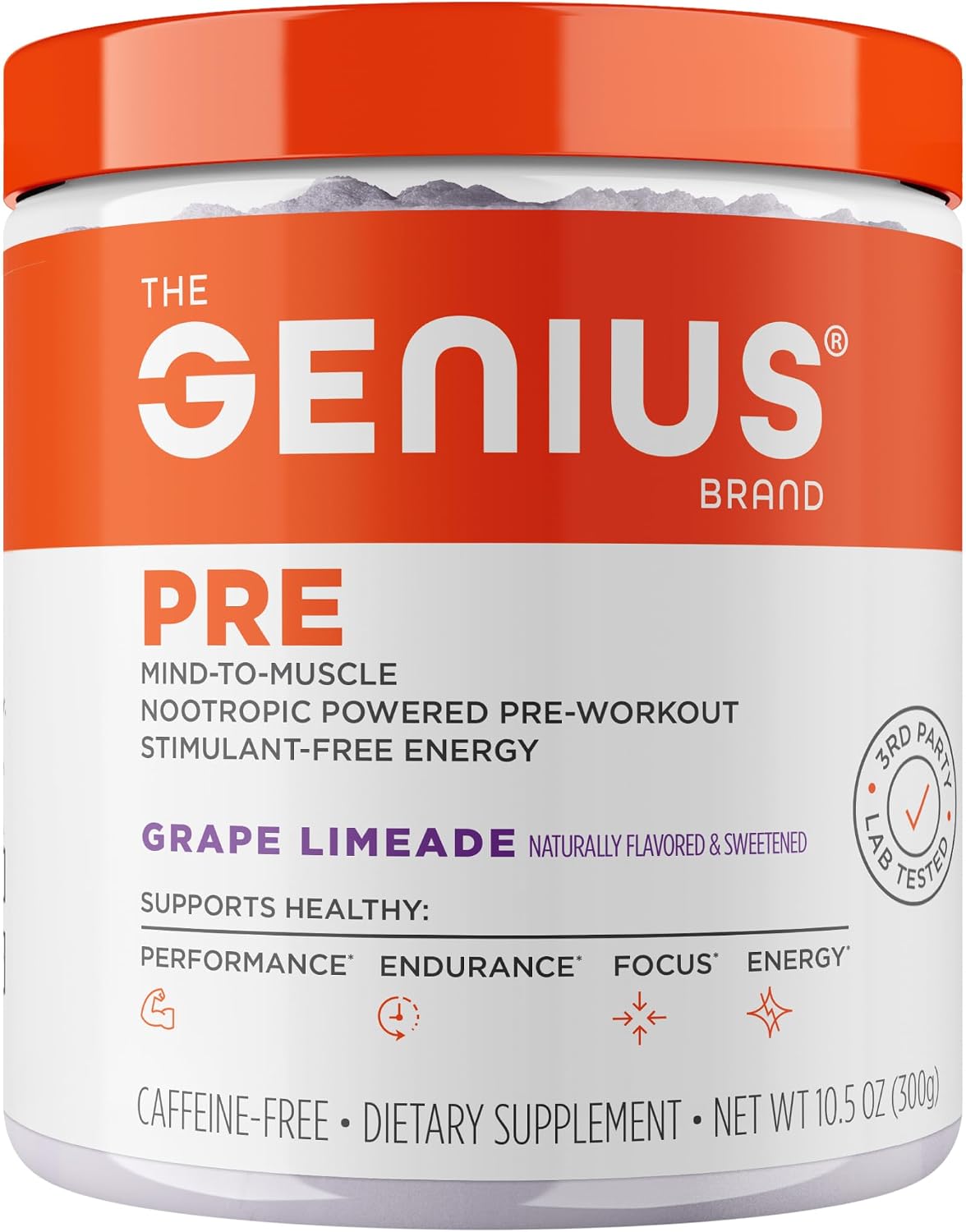 The Genius Brand Genius Pre - Synergistic Mind to Muscle Pre-Workout Powerhouse, Grape Limeade, 338 grams