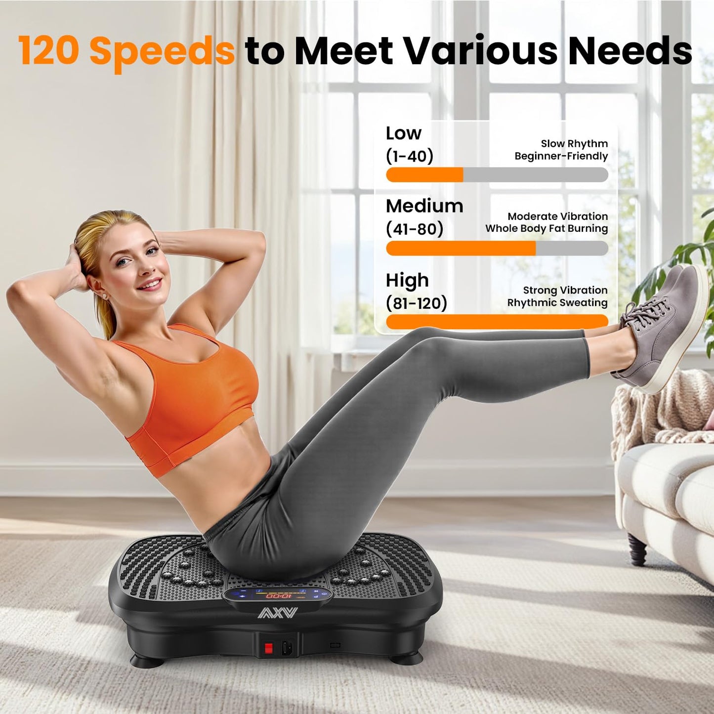 AXV Vibration Plate Fitness Platform Exercise Machine Vibrating Shaking Full Body Shaker Workout Vibrate Stand Shake Board Sport for Weight Loss Fat Burner for Gym Home Office