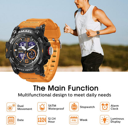 Herren Digitaluhr, Sportuhren für Männer Outdoor Militär Digital Analog Stoppuhr Wasserdicht Multifunktionale Armbanduhr