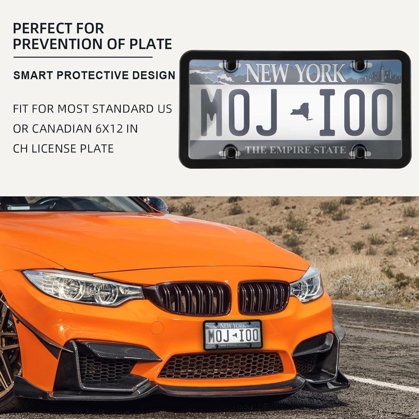 2er Pack Auto Getönte Nummernschildabdeckungen Rahmen Schild Combo - Unzerbrechliche Getönte Nummernschildabdeckung Passend für Alle Standard US-Kennzeichen, Blasen-Design Nummernschildhalter mit Schrauben & Kappen (Schwarz)
