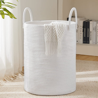 Woven Rope Laundry Hamper Basket by YOUDENOVA, 72L Tall Luandry Basket, Baby Nursery Hamper for Blanket Storage in Bedroom-Large-Jute