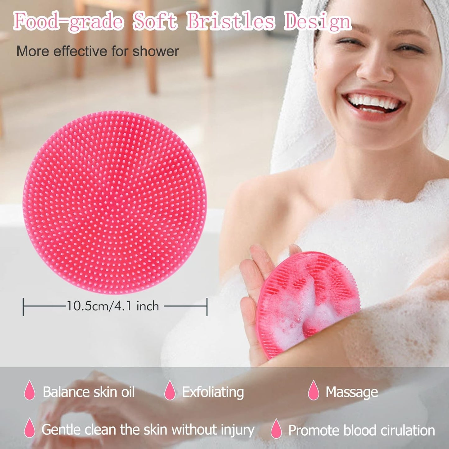 INNERNEED Duschbürste aus weichem Silikon in Lebensmittelqualität, Hand-Körperbürste zur Hautreinigung, sanftes Peeling, gute Schaumbildung (Schwarz)