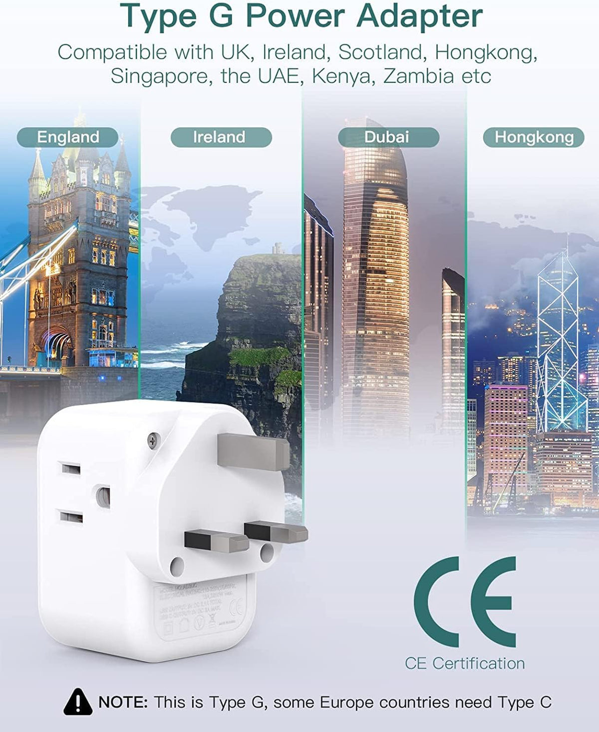 [2 Pack] European Travel Plug Adapter, International Power Plug Adapter with 3 Outlets 3 USB Charging Ports(2 USB C), Travel Essentials to Italy,Greece,Israel,France, Spain (Type C)