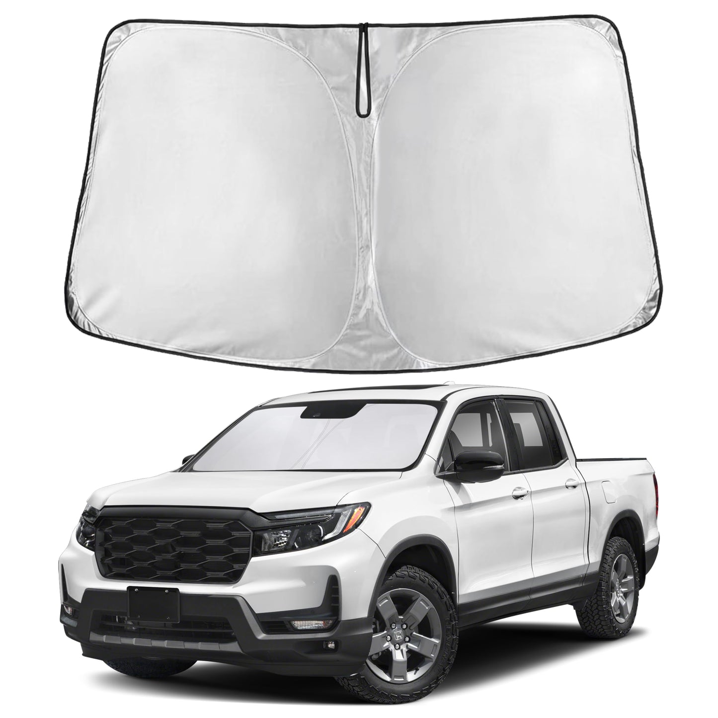 EcoNour Car Windshield Sunshade | Blocks 99% Heat & Keeps Interior Cool | Universal Fits Cars, SUVs, Trucks | Automotive Sun Screen, Visor & Car Accessories for Summer | Medium (64x32 Inches)