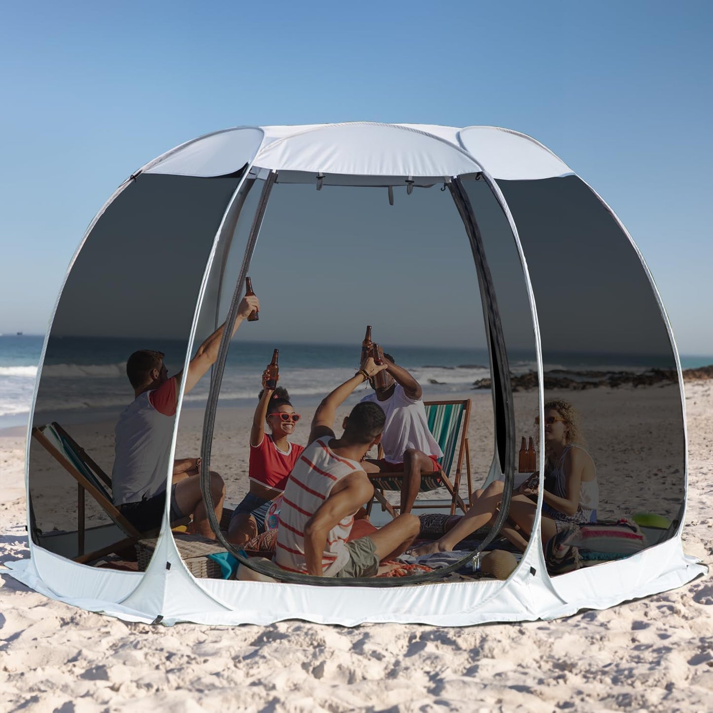 Alvantor Pop Up Screen House Tent, Instant Outdoor Gazebo with Mosquito Netting & UPF 50+ Sun Protection, Portable Canopy Shelter for Patio, Backyard, Camping (2-10 Person)