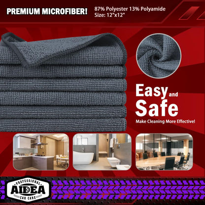 AIDEA Microfiber Cleaning Cloths-50PK, Microfiber Towels for Cars, Premium All-Purpose Car Cloth, Dusting Cleaning Rags, Absorbent Towels for SUVs, House, Kitchen, Window, Gift-12×12"