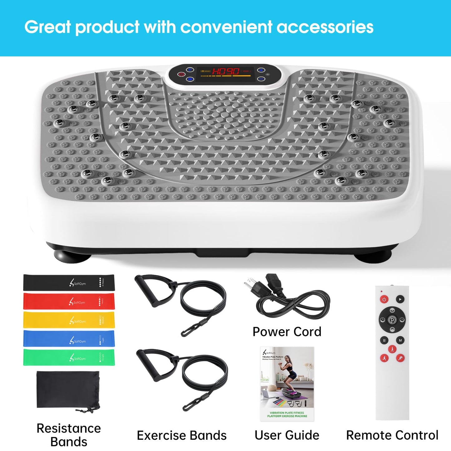 SoftGym Waver Vibration Plate Exercise Machine for Lymphatic Drainage Weight Loss,120 Speed Levels Vibrating Platform with Resistance Bands,Full-Body Workout Equipment for Muscle Activation