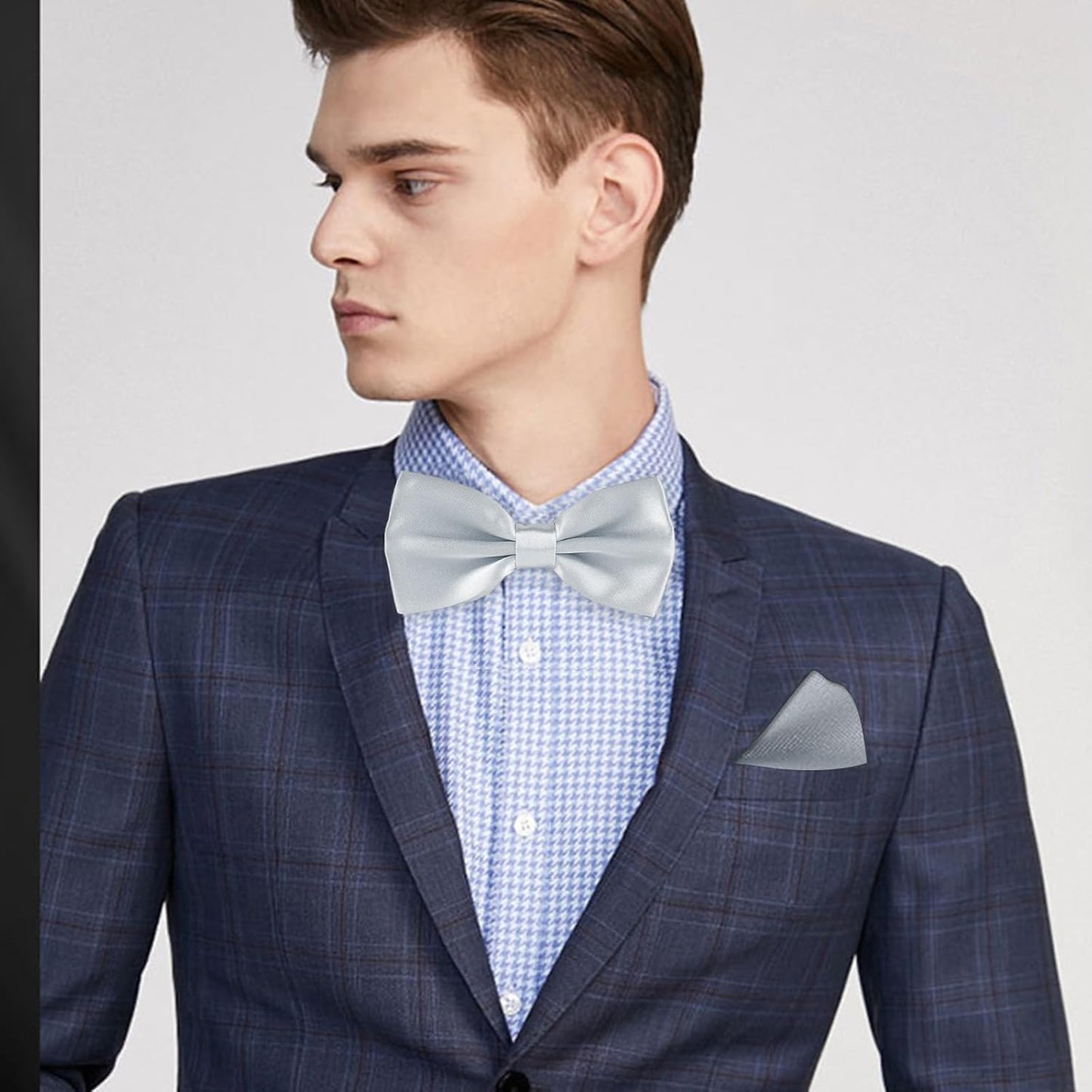 Verstellbare Herren-Fliege, einfarbig, doppelt gefaltet, vorgebunden für Dinner, Hochzeiten, Partys, Business, Bälle