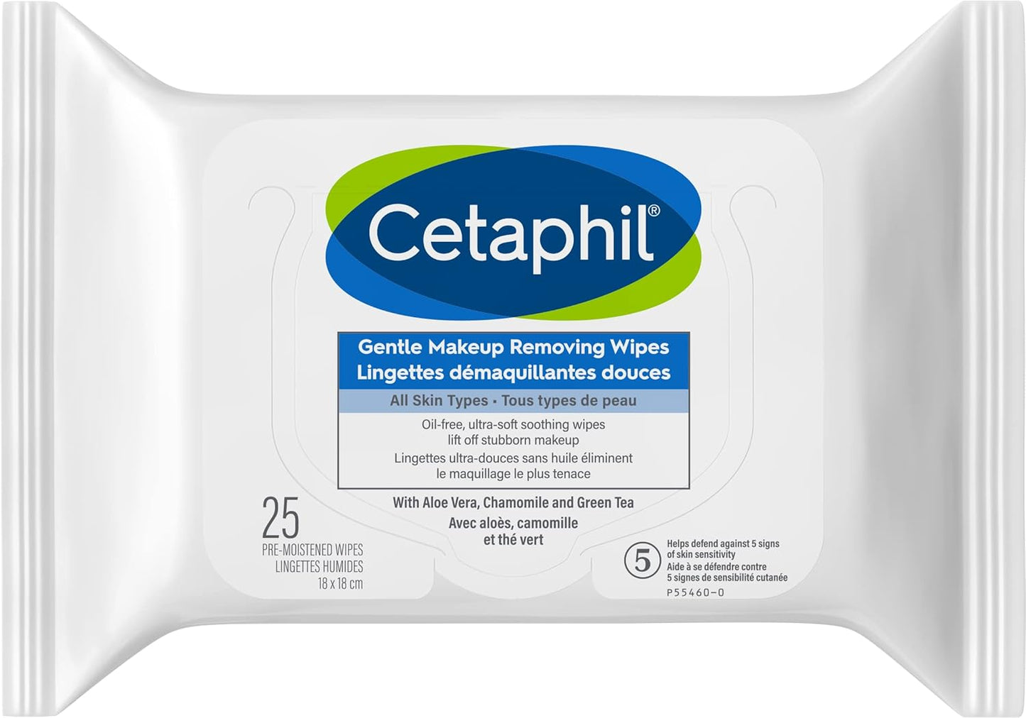 Cetaphil Sanfte Make-up Entferner-Tücher mit Aloe Vera, Kamille und Grünem Tee – Parfümfrei, Reizlindernd, Parabenfrei – Für alle Hauttypen, 25 Stück