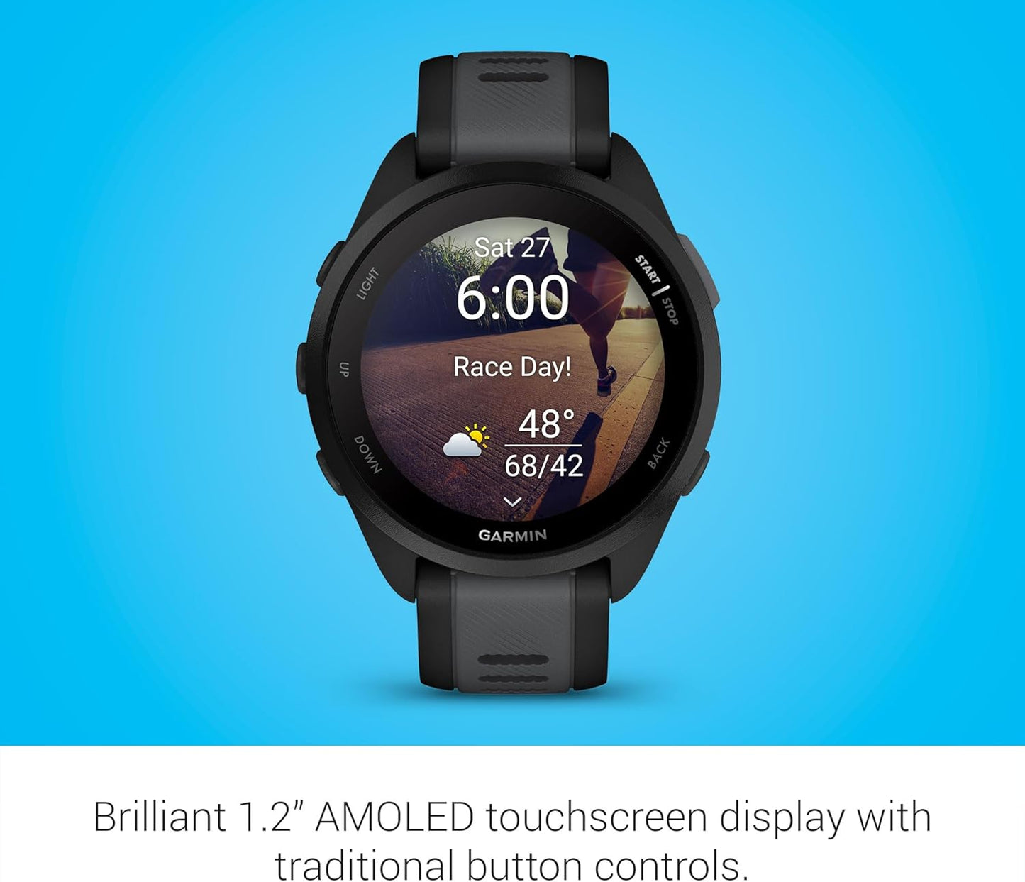 Garmin Forerunner® 165, Running Smartwatch, Colorful AMOLED Display, Training Metrics and Recovery Insights, Black