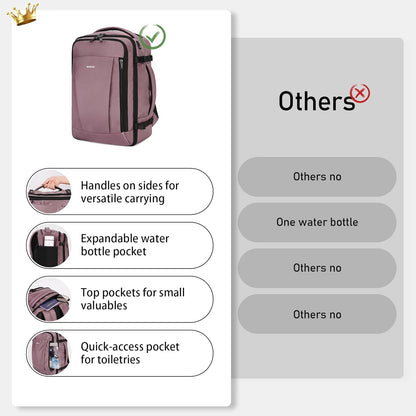 ECOHUB 16'' Reise-Rucksack Handgepäck Unterseat-Rucksack Persönlicher Gegenstand Flugzeug-Reisetasche mit 13 Taschen Handgepäck Flaschenhalter USB-Ladeanschluss Casual Daypack für Frauen Männer Schwarz