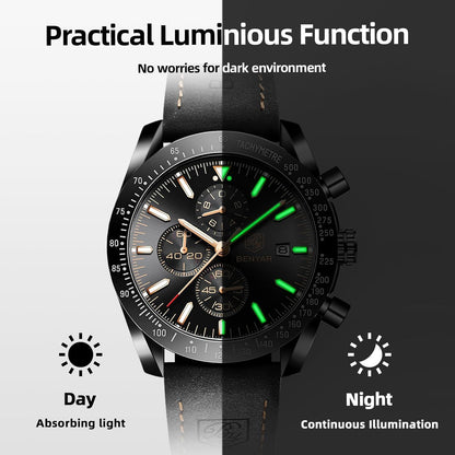 BY BENYAR Uhren für Herren Analog Quarz Chronograph 30M Wasserdicht Leuchtend Großes Zifferblatt Herren Armbanduhren Business Arbeit Sport Freizeit Mode Designer Uhr Elegantes Geschenk für Herren