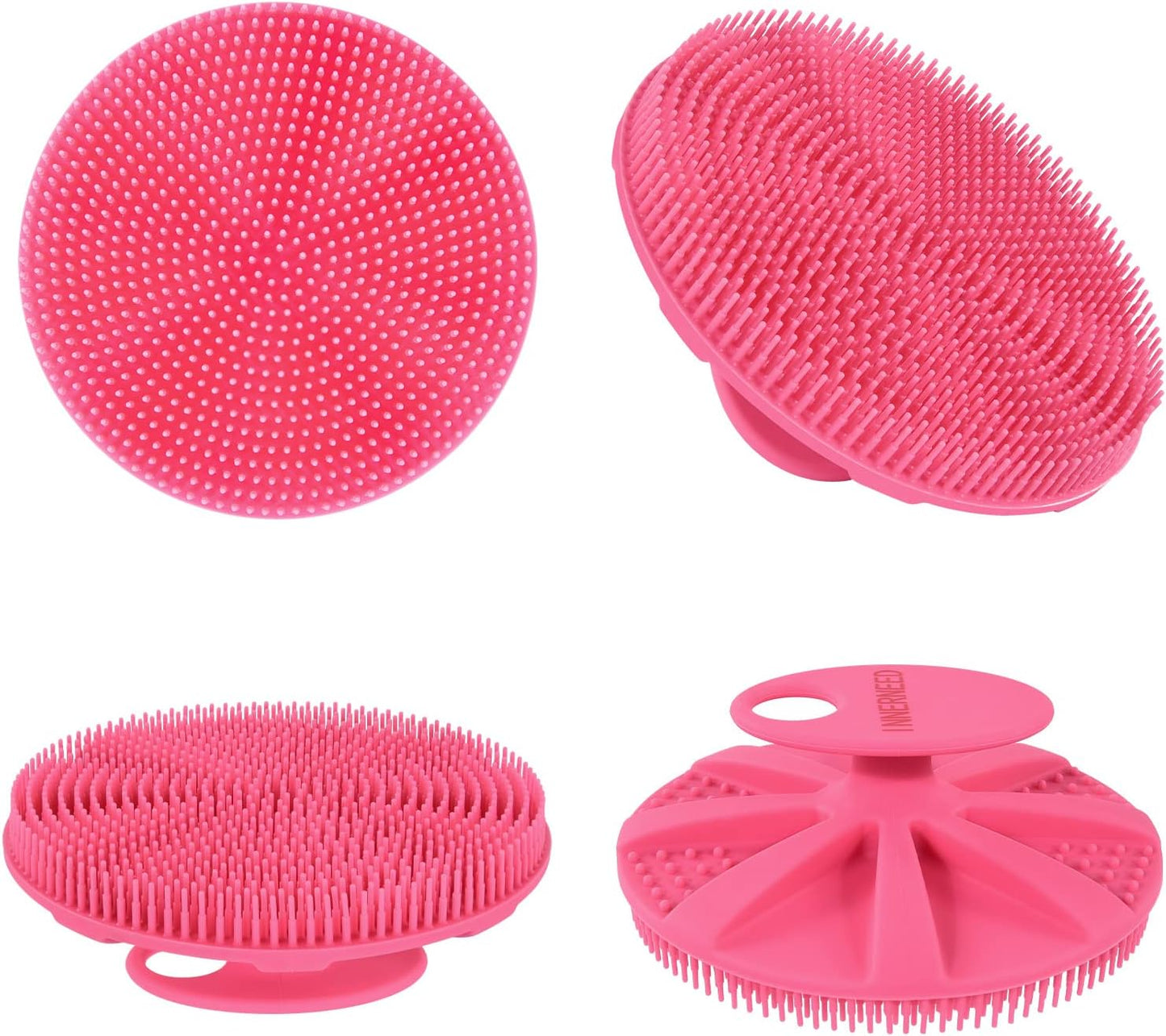 INNERNEED Duschbürste aus weichem Silikon in Lebensmittelqualität, Hand-Körperbürste zur Hautreinigung, sanftes Peeling, gute Schaumbildung (Schwarz)