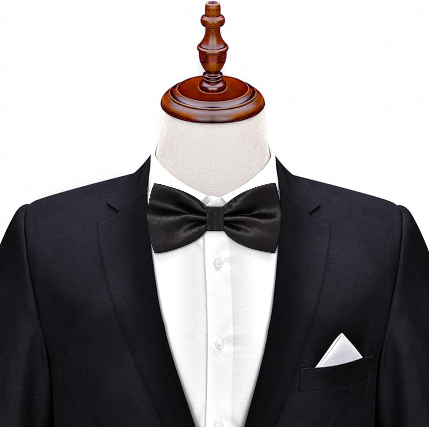 Verstellbare Herren-Fliege, einfarbig, doppelt gefaltet, vorgebunden für Dinner, Hochzeiten, Partys, Business, Bälle