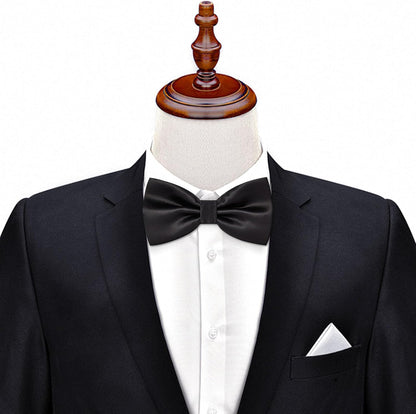 Verstellbare Herren-Fliege, einfarbig, doppelt gefaltet, vorgebunden für Dinner, Hochzeiten, Partys, Business, Bälle