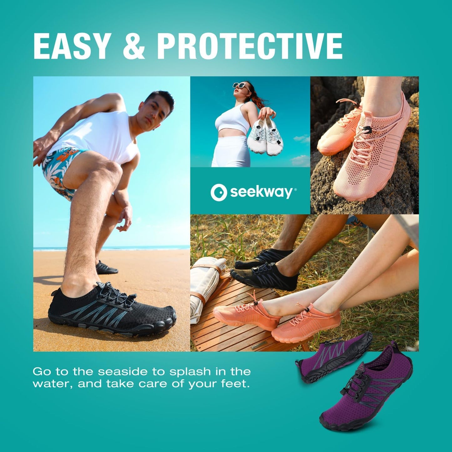SEEKWAY Wasserschuhe Herren Damen Erwachsene Quick-Dry Badeschuhe Barfußschuhe für Strand Schwimmen Fluss Pool See Wandern Kajak Surfen