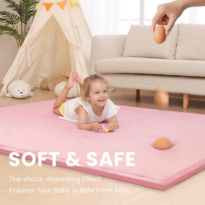 Huloo Sleep Ultra Soft Baby Spielmatte für den Boden, 3,3 cm dicke Elasti-Foam 127x127 cm Laufgittermatte für Kleinkinder, rutschfeste Rückseite, sicher zum Krabbeln und für die Bauchlage, Tatami-Stil (Dunkelgrau)