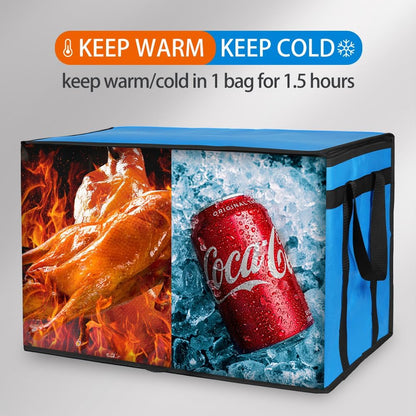 Bodaon Isolierte Essensliefertasche - Warm- & Kalthaltetransporttasche, Catering/Doordash Pizzawärmer, Einkaufstasche, Kühltasche für Partys (Schwarz-Rot, 1 St.), Ideal für den Transport warmer Speisen