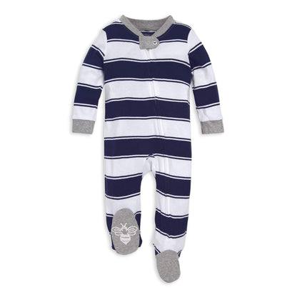 Burt's Bees Baby Boys Sleep and Play Pajamas, 100% Organic Cotton, One-piece PJs, Diagonal Zip Up Loose Fit Footie