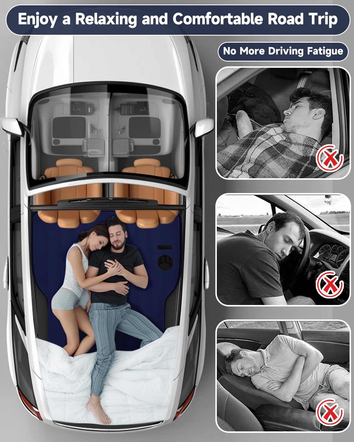 Umbrauto Car Air Mattress Backseat| Inflatable Truck Back Seat Camping Airbed for SUV Rear Seat, Blow Up Sleeping Travel Bed for Van Trunk with Pump & Pillows