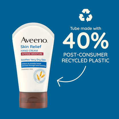 Aveeno Intense Relief Handcreme, sehr trockene Haut, Feuchtigkeitspflege, parabenfrei, empfindliche Haut, nicht fettend, 97 ml