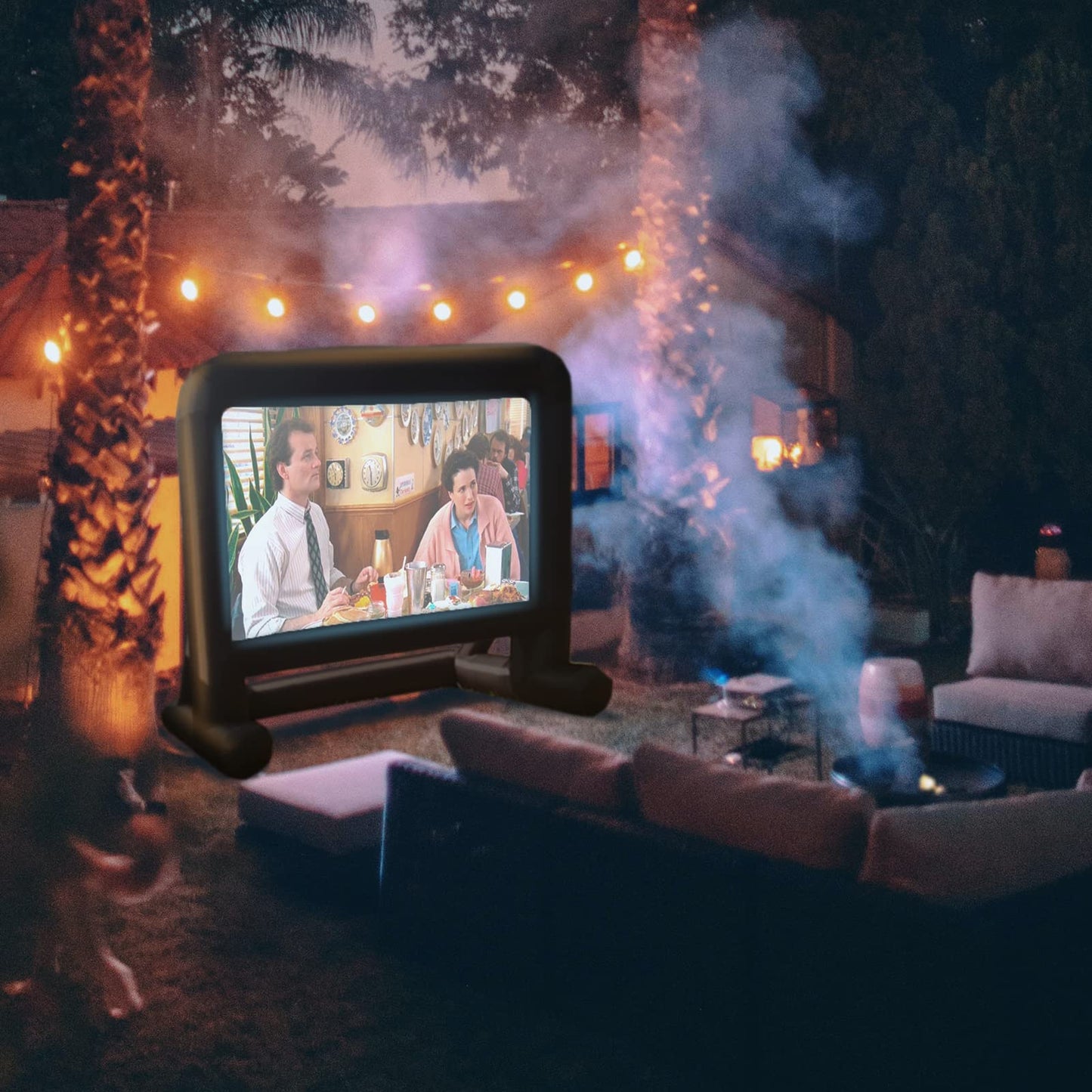 HuaKastro 14 FT Inflatable Projector Screen – One-Piece Design, Easy Setup Blow-Up Movie Screen with Quiet Fan, Ideal for Outdoor & Indoor Movie Nights, Backyard Events, and Parties (Stable Base)
