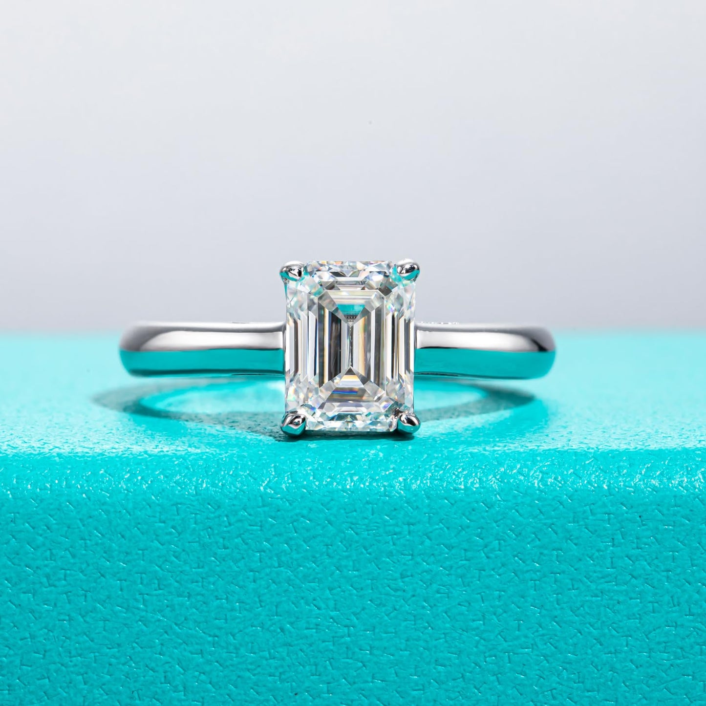 AnuClub Cushion/Emerald/Pear Moissanite Engagement Ring, D Color 925 Sterling Silver, Eternity Wedding Promise Anniversary Band Rings for Women