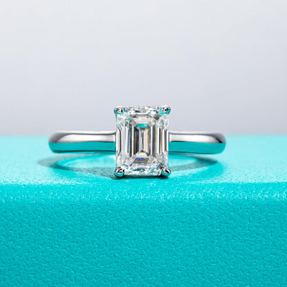 AnuClub Cushion/Emerald/Pear Moissanite Engagement Ring, D Color 925 Sterling Silver, Eternity Wedding Promise Anniversary Band Rings for Women