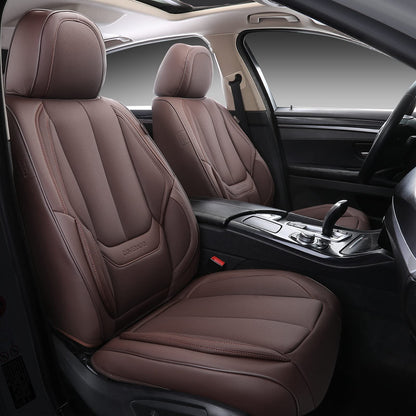 Coverado Car Seat Covers 5 Pieces, Full Set Universal Seat Covers for Cars, Waterproof Nappa Leather Auto Seat Protectors with Head Pillow, Car Interiors Fit for Most Sedans SUV Pick-up Truck, Black