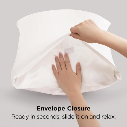 Bedsure Satin-Kissenbezug, Queen-Size, 2er-Pack, Seidenkissenbezügen ähnlich, seidige Kissenhüllen mit Hotelverschluss, Raumdeko, Valentinsgeschenke für Frauen und Männer, Grau, 50x75 cm