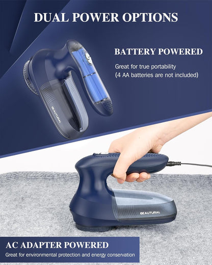 BEAUTURAL Quitapelusas eléctrico de tela y jersey con 2 velocidades, 2 cuchillas de acero inoxidable reemplazables, funciona con pilas