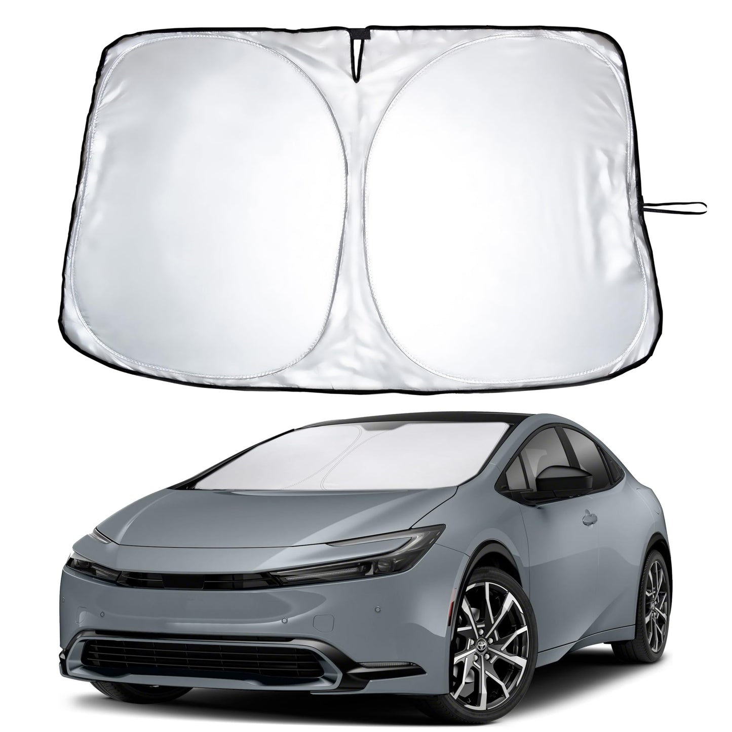 EcoNour Car Windshield Sunshade | Blocks 99% Heat & Keeps Interior Cool | Universal Fits Cars, SUVs, Trucks | Automotive Sun Screen, Visor & Car Accessories for Summer | Medium (64x32 Inches)