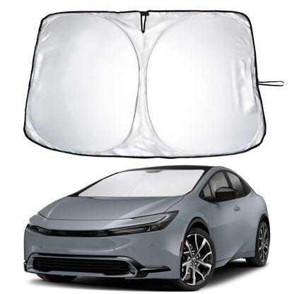EcoNour Car Windshield Sunshade | Blocks 99% Heat & Keeps Interior Cool | Universal Fits Cars, SUVs, Trucks | Automotive Sun Screen, Visor & Car Accessories for Summer | Medium (64x32 Inches)