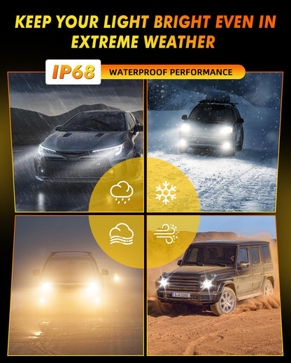 Termitor 2026 Upgraded H4/9003/HB2 Light Bulbs, 90,000LM 15X Super Bright Hi/Low Beam, 6500K Cool White H4 9003 Fog Lights, 1:1 Halogen Size Automotive Replacement IP68 Waterproof, Pack of 2