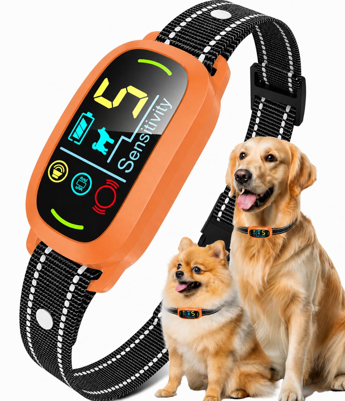 Smart AI Bark Collar for Large Medium Small Dogs, Anti Barking Device with 5 Training Modes, Exclusive Forced Bark-Stopping, Rechargeable IP67 Waterproof Bark Collar with 5 Sensitivity (Black)