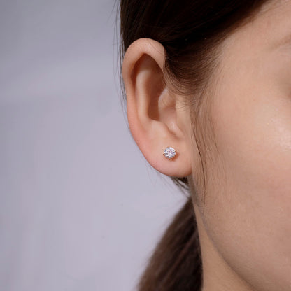 Amazon Essentials Yellow Gold Plated, Platinum or Rose Gold Plated Sterling Silver Infinite Elements Cubic Zirconia Stud Earrings | White, Blue, Green, or Pink Cubic Zirconia