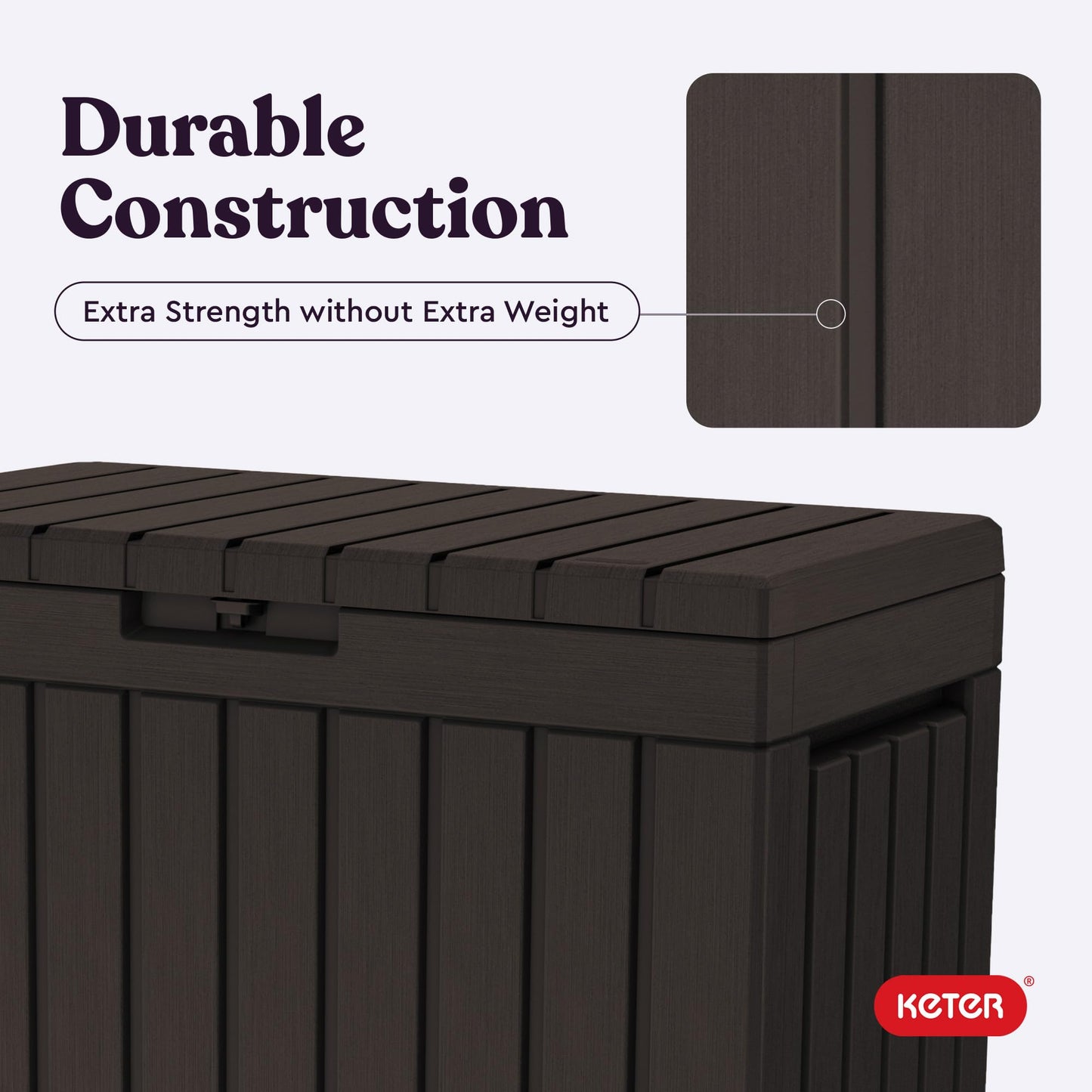 Keter Kentwood 50 Gallon Resin Deck Box-Organization and Storage for Patio Cushions, Throw Pillows and Garden Tools, Dark Grey