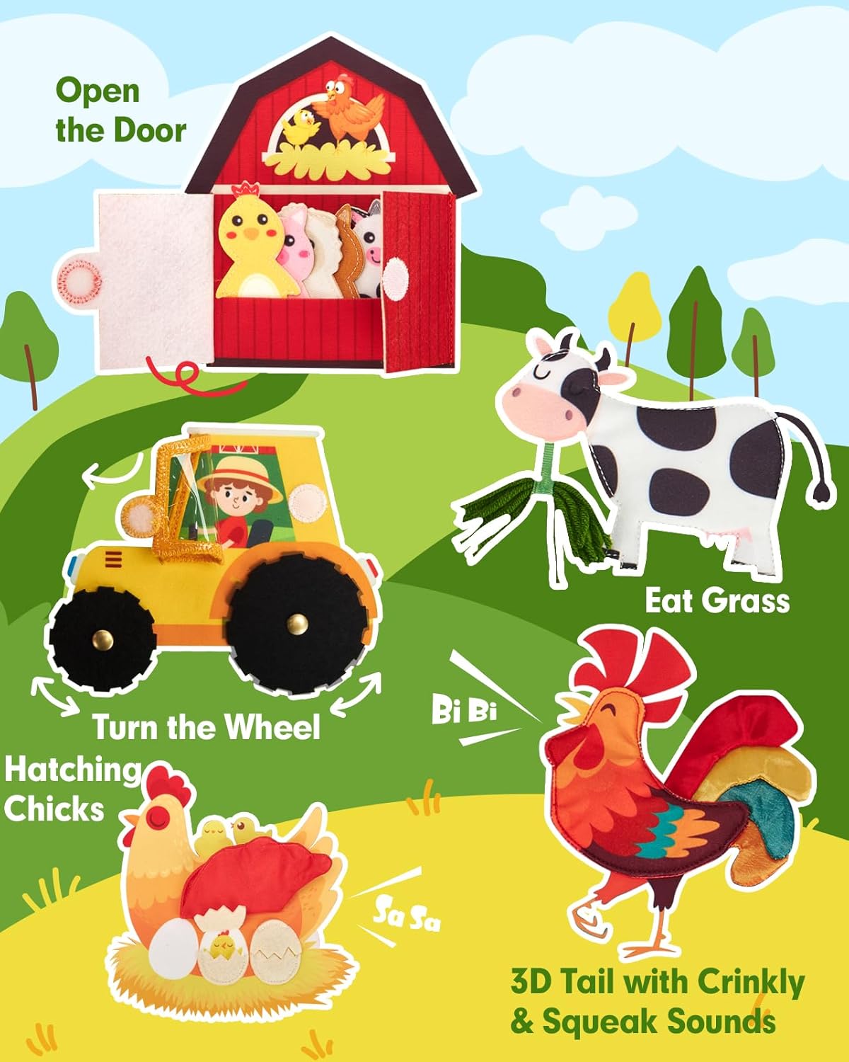 hahaland Busy Book for Toddlers 1-3 - Montessori Toys Busy Board for 1 Year Old Boy Gifts Girl Toys Educational Learning Quiet Activity Books Toddler Travel Toys for One Year Old Birthday Gift