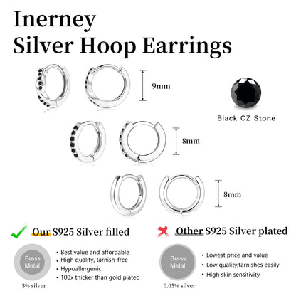 Inerney 14K Gold Plated Huggie Hoop Earrings for Women, Small Sterling Silver Earring Set Hypoallergenic Cartilage Helix Stacks, Mini Dainty Cute Trendy Birthstone Jewelry Gift for Multiple Piercings